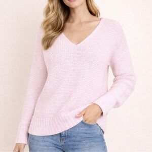 American Eagle Lavender V-Neck 3/4 Sleeve Chunky Knit Mohair Sweater Size S